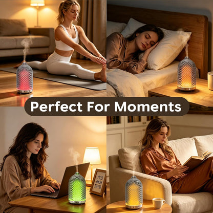 Essential Oil Diffuser 150ml, Glass Diffuser with Ultrasonic Small Humidifier, 7 Color Lights, 1/2/4H Timer, Quiet Auto Shut-Off Oil Diffuser for Bedroom, Home, Office (Silvery)