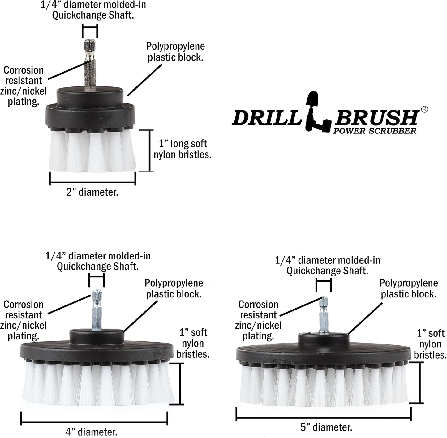 Ultra Stiff Drill Powered Cleaning Brush Set - BBQ Grill Brush - No Wires | Heavy Duty Industrial Stripping - Cordless Drill Power Scrubber Grill Brush for Household Cleaning Supplies - Rust Remover