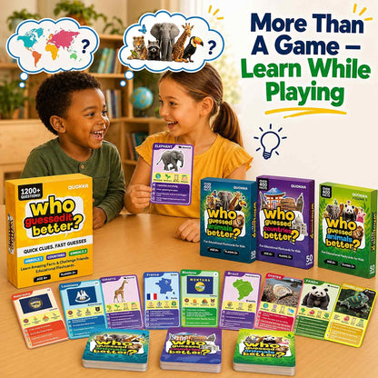 Quokka Who Guess It Better Countries – Educational Game with Visual Clues, Geography Learning Card Set, 50 Cards, Screen-Free Travel Game for Kids Ages 6+