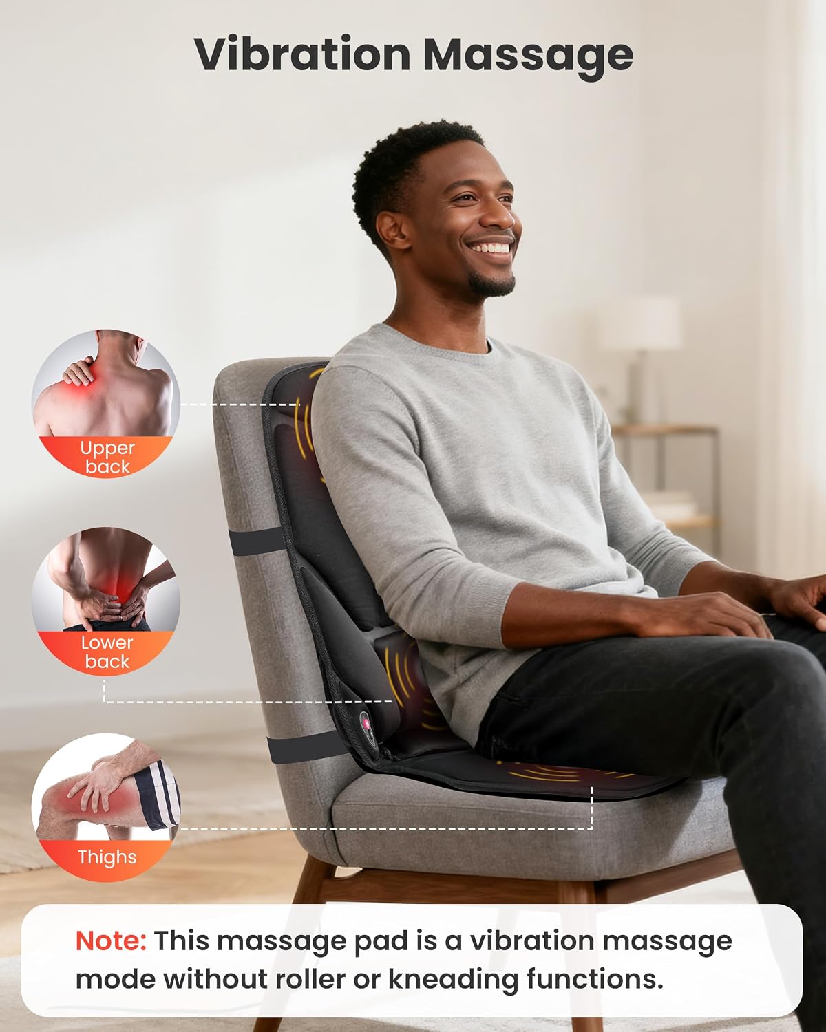 COMFIER Back Massager with Heat, Vibration Massage Seat Cushion with 8 Massage Nodes & 5 Modes, Adjustable Chair Massager Pad for Home Office, Heated Chair Pad, Gifts for Women Men Mom Dad