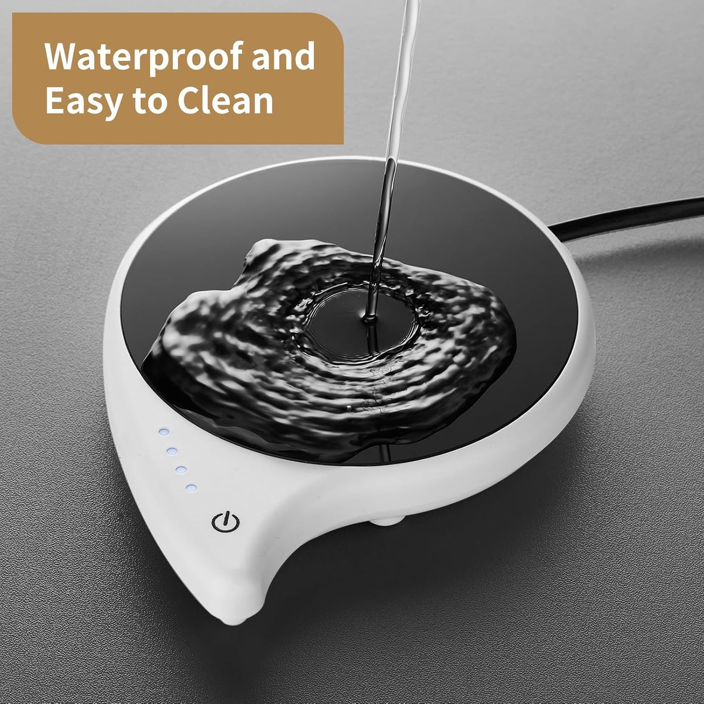 Mug Warmer with 4-Hour Auto Shut Off, 3 Temperature Settings, Frosted Black Rectangular Electric Beverage Heater, Borosilicate Glass Panel, 54-Inch Cord, Coffee Warmer for Desk, Tea Warmer