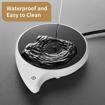 Mug Warmer with 4-Hour Auto Shut Off, 3 Temperature Settings, Frosted Black Rectangular Electric Beverage Heater, Borosilicate Glass Panel, 54-Inch Cord, Coffee Warmer for Desk, Tea Warmer