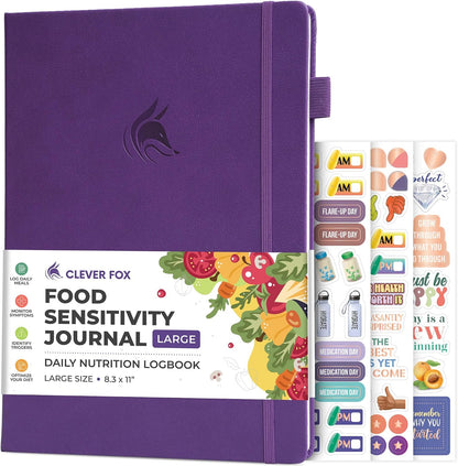 Clever Fox Food Sensitivity Journal & Symptom Diary, 8.5x11 Purple