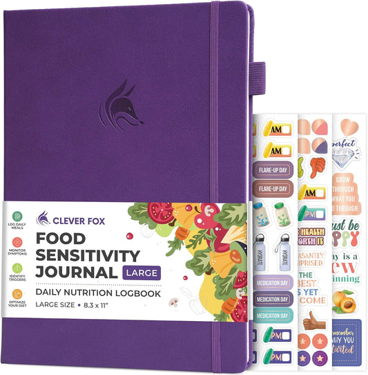 Clever Fox Food Sensitivity Journal & Symptom Diary, 8.5x11 Purple
