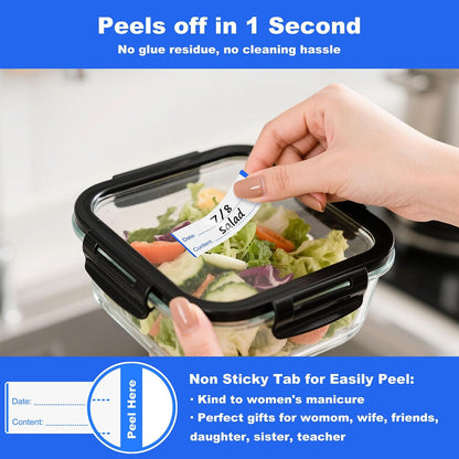 Removable Freezer Labels with Dispenser, 1" x 3", 1 Box (Red) | Writable, remove no residue, waterproof & oilproof, easy peel-off design, 300 labels per box, for meal prep containers