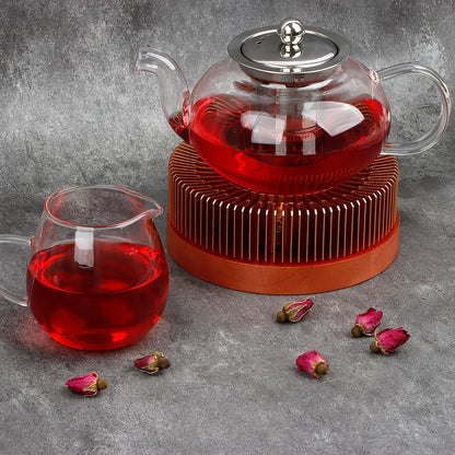 Teapot Warmer, Tea Warmer with Tealight Holder, Teapot Heater for Heating Tea, Coffee, Milk, Food, Aluminum Alloy, Rose Gold