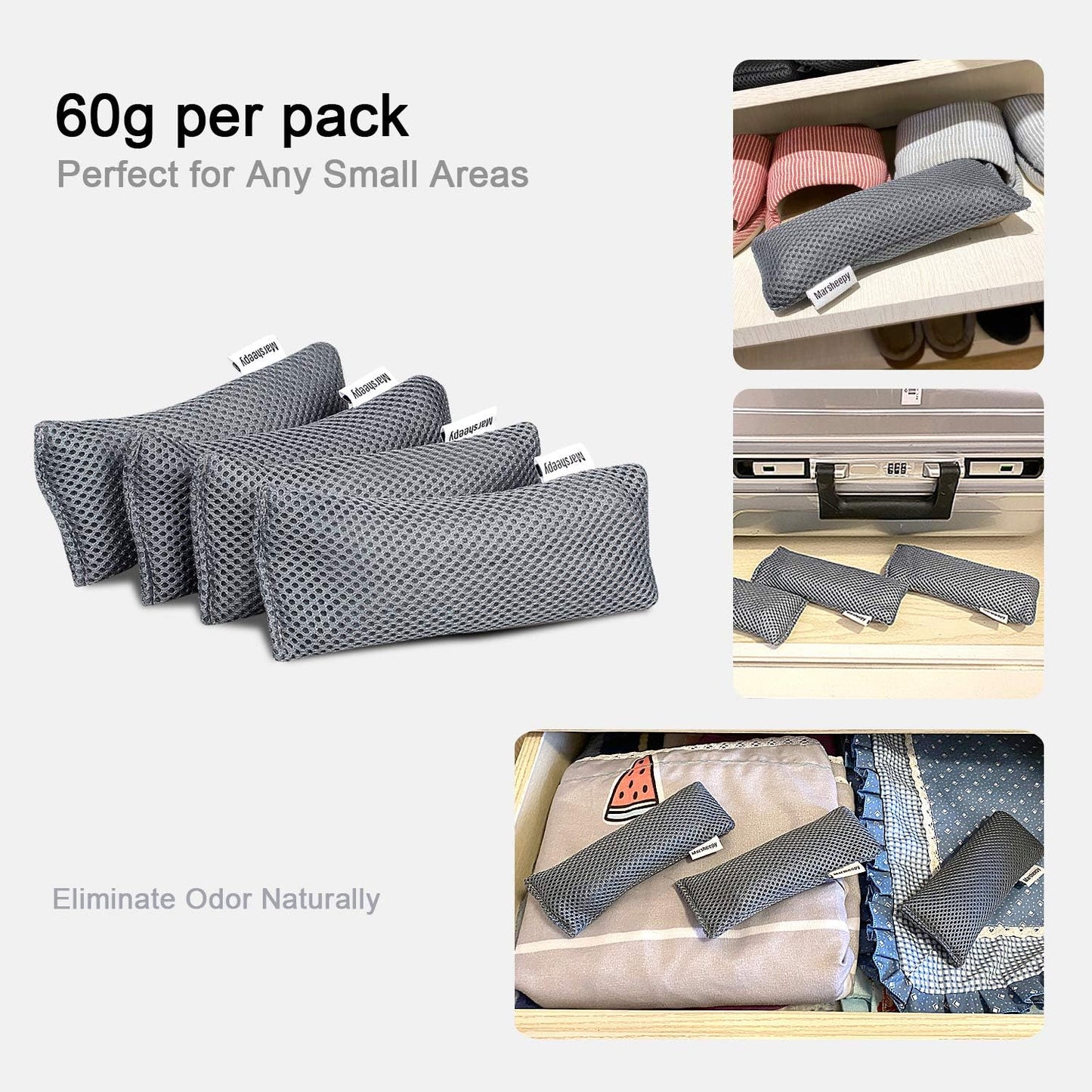 12 Pack Charcoal Shoe Deodorizer Bags inserts, Shoe Odor Eliminator,Drawer Deodorizers, Activated Charcoal Odor Absorber for Gym Bag, Car, Pet, Closet | 100% Natural Shoes Smell Remover，eliminates odor naturally,can be reused up to two years