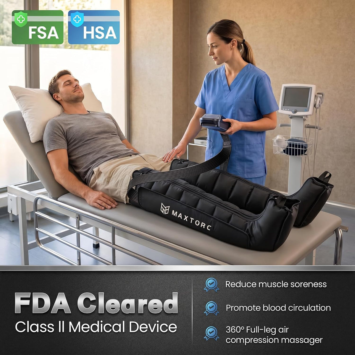 FSA-HSA Eligible Compression Recovery Boots, Air Boots Pressotherapy Boots 50-250 mmHg, Full Leg Compression Massager for Improved Circulation, Lipedema, Lymphatic Leg Massager, Pain Relief