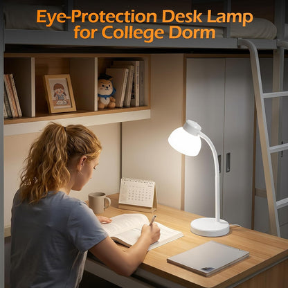 GyroVu Clip-On Desk Lamp, Eye-Care LED Reading Light, Adjustable Gooseneck, Anti-Tip Bedside Reading Light—Small Desk Lamps for Home Offices, College Dorm Rooms, and Bed Headboards (Black)