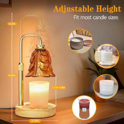 XJZJY Pink Flower Candle Warmer Lamp with Timer, Birthday Gifts for Women