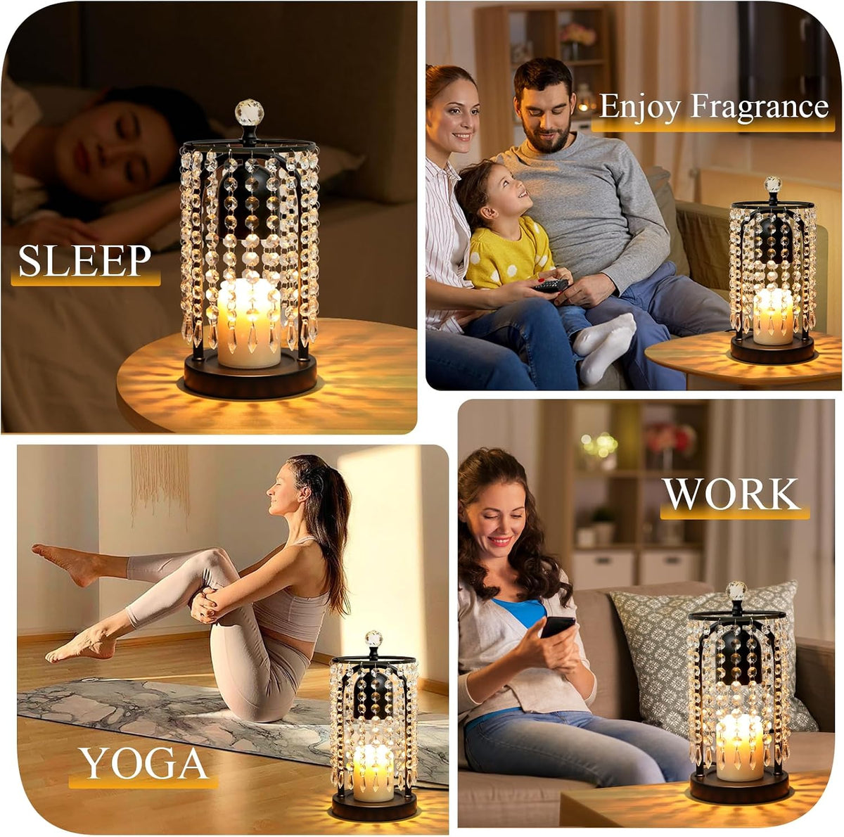 Gold Candle Warmer Lamp with Timer and Dimmer - Electric Candle Warmer,Crystal Candle Lamp for Bedroom Decor,Flameless Scented Candle Light Warmer,House Warming Gift New Home for Women