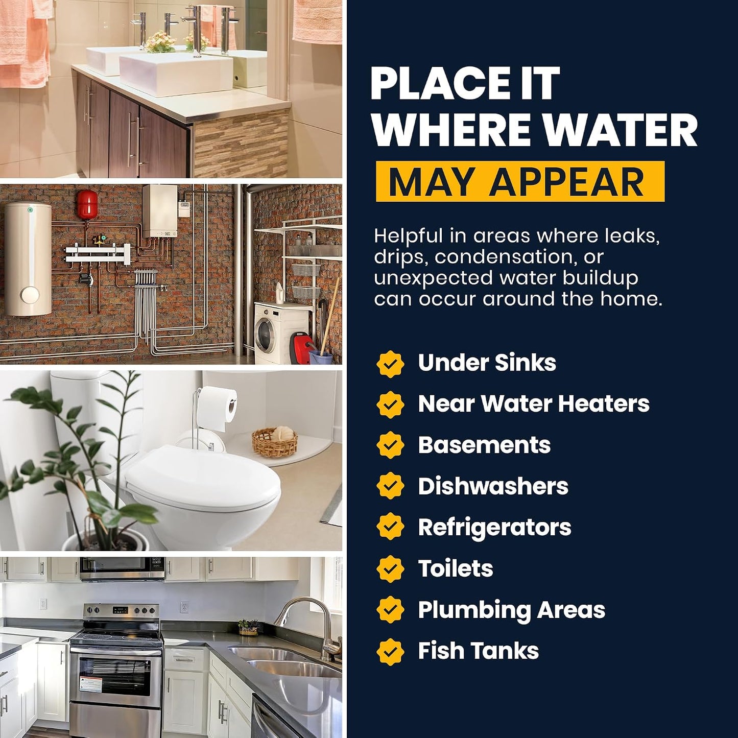 Zircon® Leak Alert™ Water Leak Detector, Loud 90 dB Water Alarm | Detect leaks before costly water damage near water heaters, appliances and plumbing fixtures; no setup required
