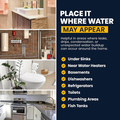 Zircon® Leak Alert™ Water Leak Detector, Loud 90 dB Water Alarm | Detect leaks before costly water damage near water heaters, appliances and plumbing fixtures; no setup required