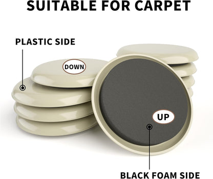 Furniture Sliders, 20pcs-3 1/2” Furniture Sliders for Carpet, Furniture Pads Hardwoods Floors, Heavy Duty Furniture Movers Sliders, Reusable Furniture Moving Pads, Floor Protectors for Carpet