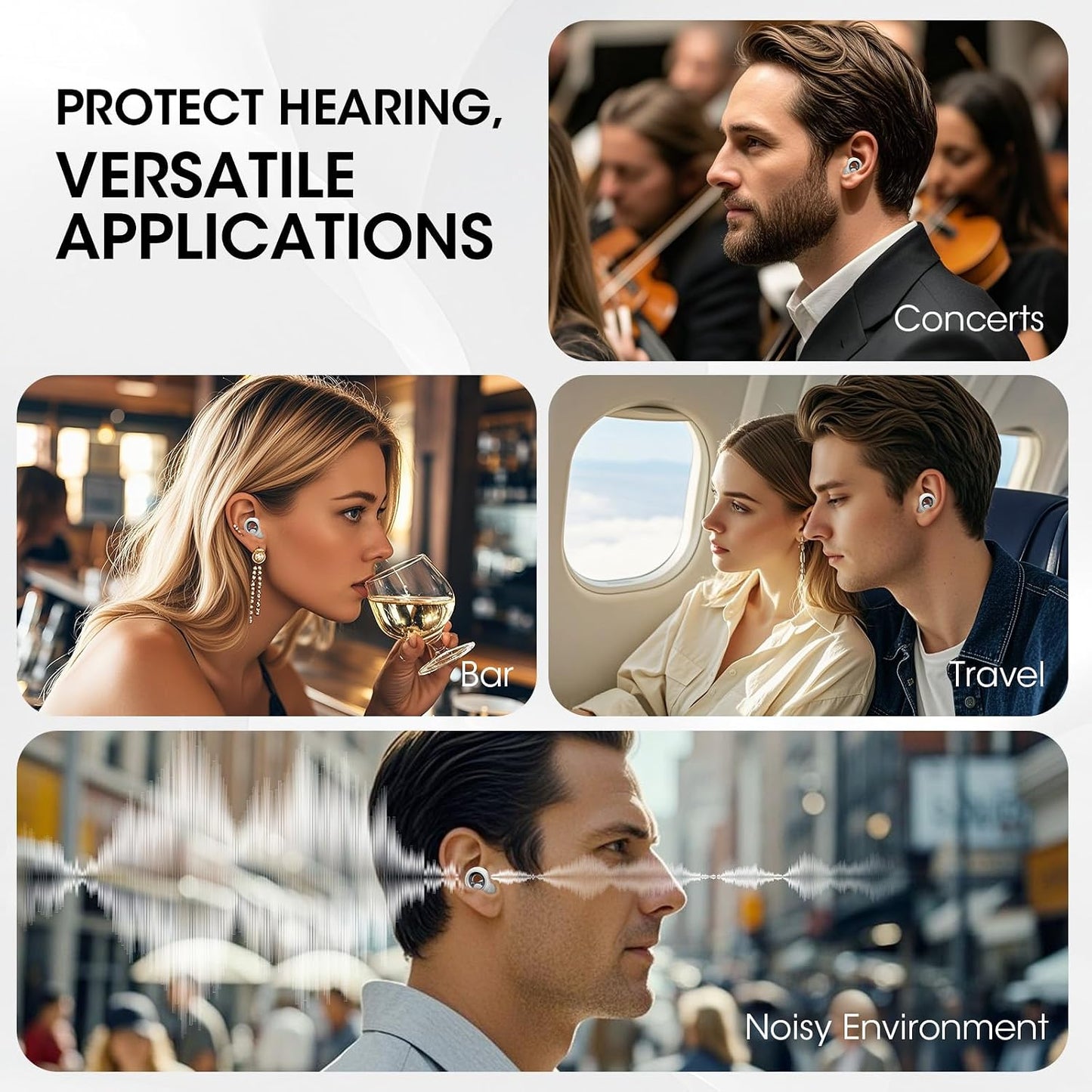 Noise Cancelling Ear Plugs for Sleeping, Reusable Silicone Ear Plugs for Noise Reduction, Soft Hearing Protection with 8 Ear Tips for Concerts, Work, Shooting, and Travel(Rose)