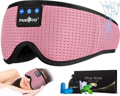 MUSICOZY Sleep Headphones 3D Bluetooth 5.4 Headband Sleep Mask, Wireless Sleeping Headphones Music Earbuds Eye Mask for Side Sleepers Travel with Speakers Cool Gadgets Gifts
