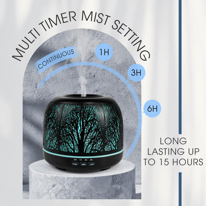 ARVIDSSON Essential Oil Diffuser 500ml, Aromatherapy Diffuser for Home, Ultrasonic Diffusers for Essential Oils, Metal Oil Diffuser with 7 Color LED Lights, Mist Timer and Auto Shut-Off Function