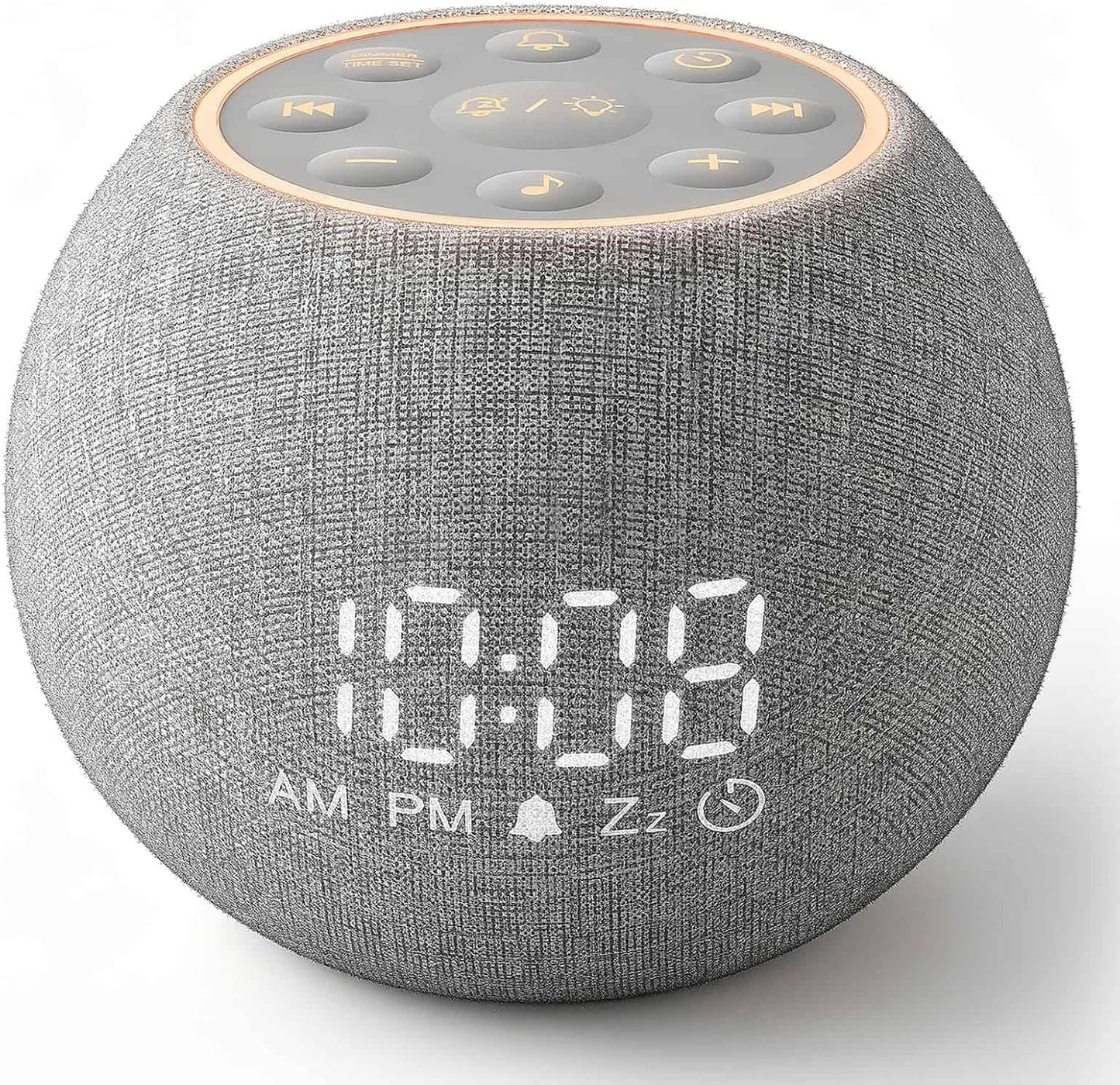 Zarler Sound Machine Alarm Clock for Bedroom, White Noise Machine Soothing Sounds for Sleep, Gentle Alarms for Wake Up, Dimmable Clock Display, Ambient Night Light, Plug in Bedside for Sleeping Adults