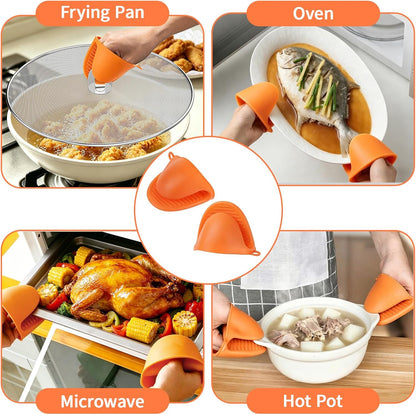 Splatter Screen for Frying Pan, 3-Pack 10" 11.5" 13" 304 Steel | Silicone oven mitts and foldable handle included. Dishwasher safe 304 stainless steel splash guard fits most pans.