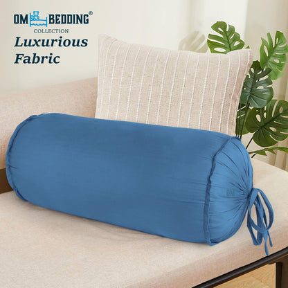 SAHARBEDDINGS 2 Pieces Cervical Neck Roll Pillow Cover with Cotton Bolster Pillowcases for Cylindrical Cushion and Drawstring Closure Round Neck Pillowcase (Plum, Roll Pillow 18x3 Pack of 2)
