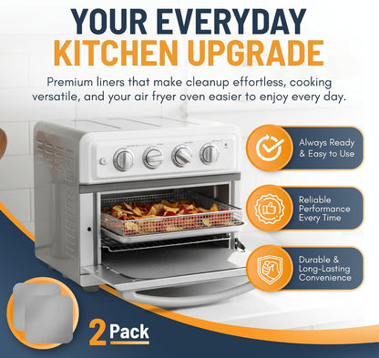 Toaster Oven Liners for Bottom of Oven (4 Pack) Reusable Non-Stick Heat Resistant Toaster Liners, Compatible with Breville, Cuisinart, Black & Decker, Dash, and More - Air Fryer Liners 12"x12" (Black)