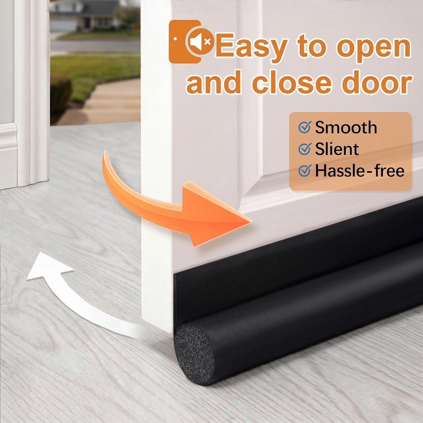 HomeProtect Door Draft Stopper Weather Stripping Door Seal Under Door Sweep Block Cold Air Gaps Front Soundproof Draft Blocker for Bottom of Door Suitable for Interior/Exterior,White