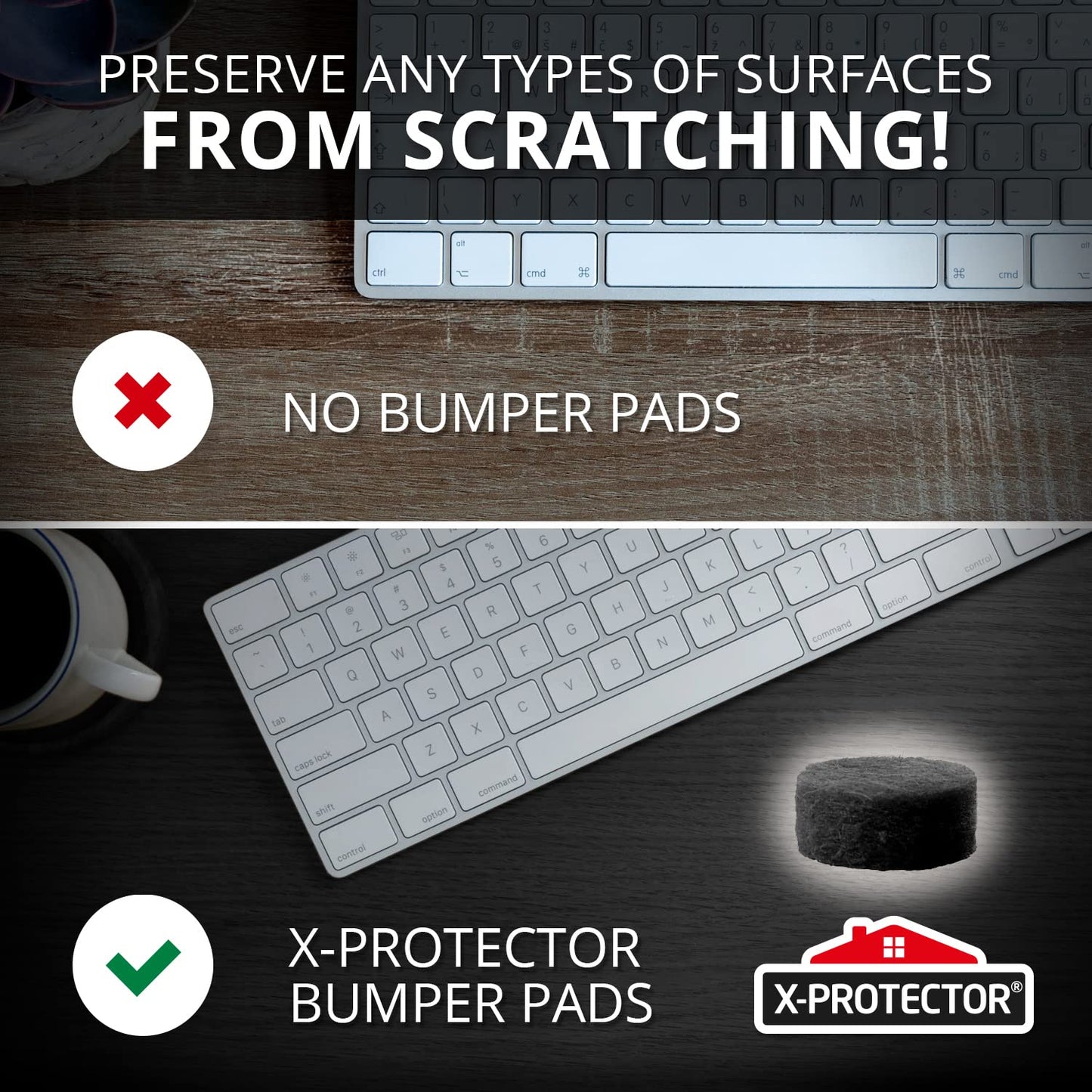 Cabinet Door Bumpers X-Protector 100 PCS – Small Felt Pads 3/8” (Brown) | Ideal Felt Bumpers – Self-Adhesive Thick Felt Dots – Bumper Pads to Protect Glass & Other Surfaces!