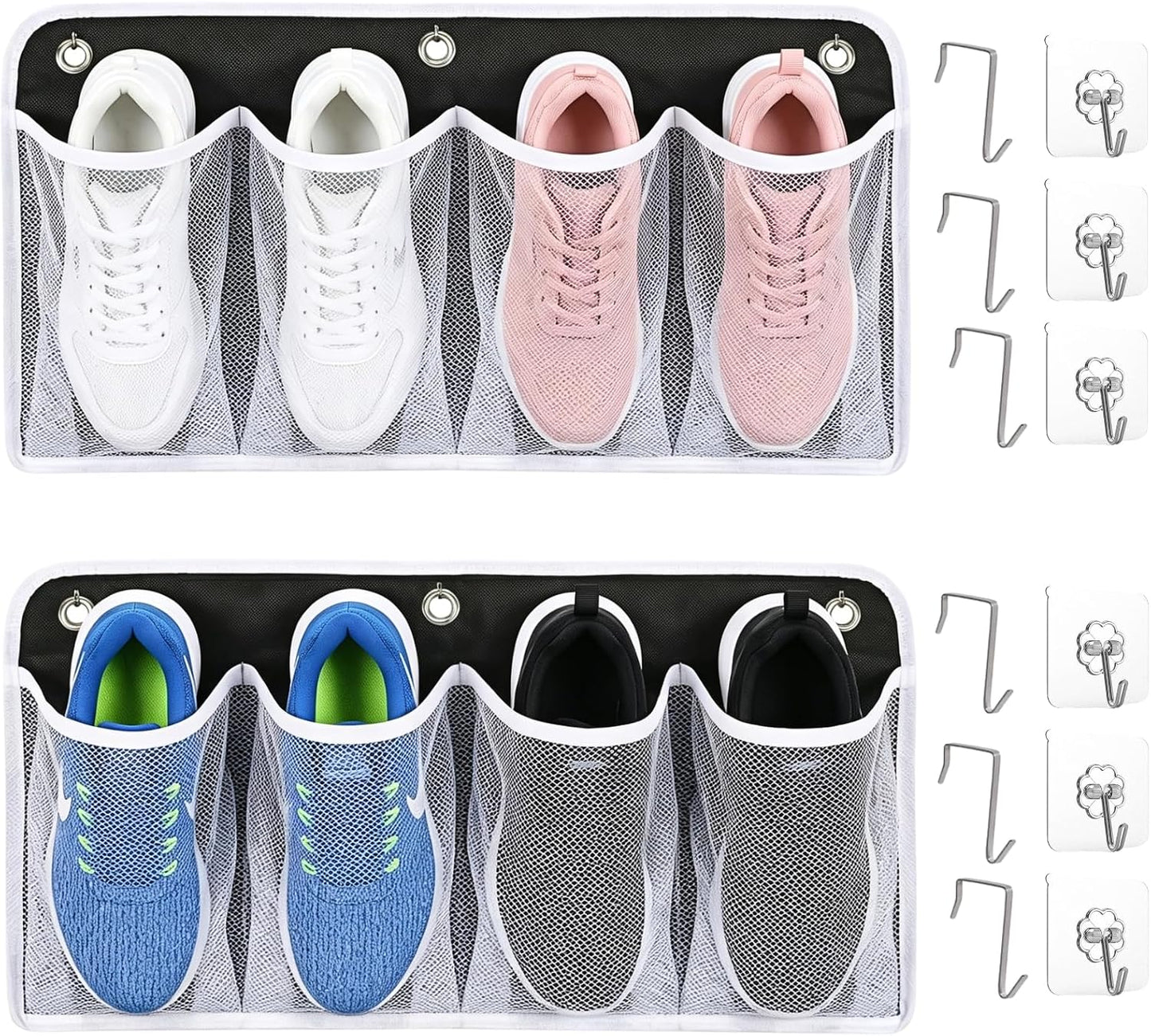 RV Shoe Storage for Bedside - 16 Extra Large Pocket Entryway Shoes Rack | Wall Mounted Bed Hanging Pocket Organizer, Bedside Caddy for Shoes and Tool Accessories, RV & Camper Essentials 2 Pack