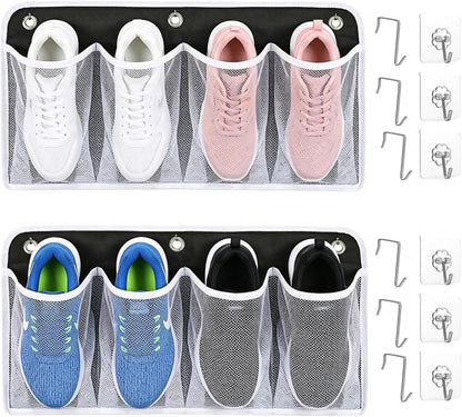 RV Shoe Storage for Bedside - 16 Extra Large Pocket Entryway Shoes Rack | Wall Mounted Bed Hanging Pocket Organizer, Bedside Caddy for Shoes and Tool Accessories, RV & Camper Essentials 2 Pack