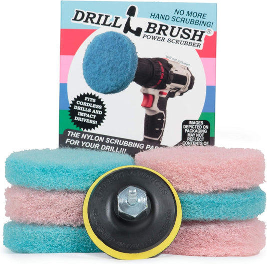 Cordless Drill Attachment - Acid Rain - Pool Tile - Granite - Shower Doors | Scrub - Scour - Drill Pads - Hard Water Stain Remover - Soap Scum - Mold - Mildew - Mineral - Rust - Calcium - Limescale