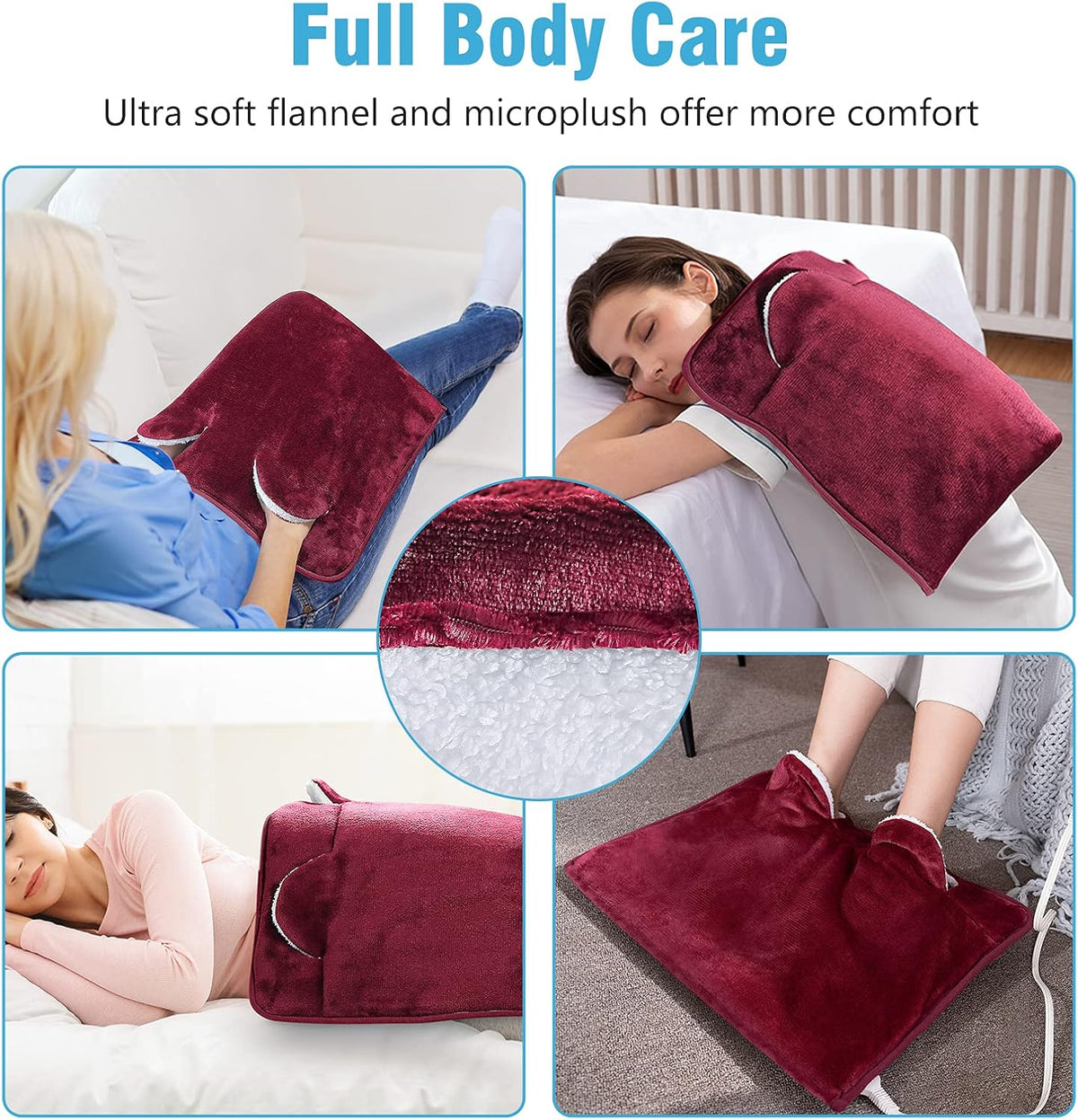 Electric Heated Foot Warmer Soft Flannel Foot Heater with 2h Auto Off & 3 Heat Levels Full Body Use Heating Pad for Feet, Abdomen, Cramps, Pain Relief Pocket Design 16" x 22" Light Grey
