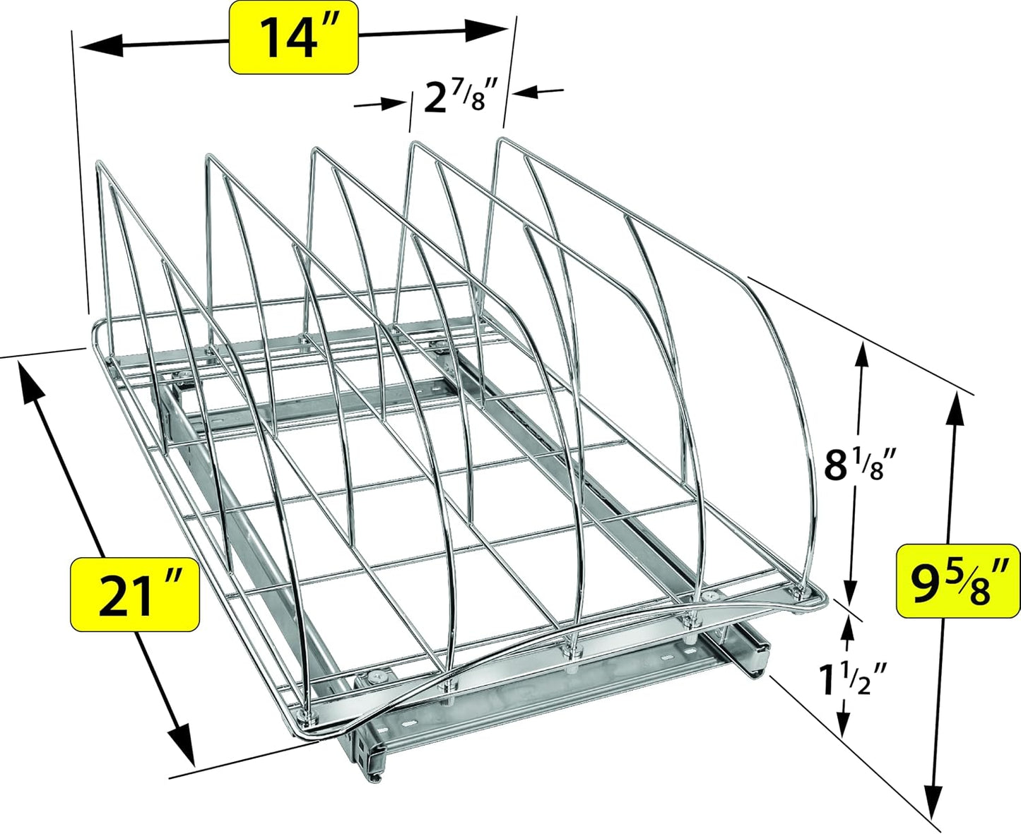 LYNK PROFESSIONAL® Pull Out Cookie Sheet Organizer for Cabinet – Baking Sheet Organizer – Sheet Pan Organizer - Lifetime Ltd. Warranty – 10” x 21” Deep Inside Cabinet, Chrome