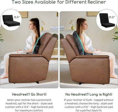 HIGOGOGO Corduroy Recliner Chair Cushion with Lumbar Support Pillow Soft Non-Slip 4" Thick Seat Pad Prevent Buttocks & Back Pain in Seniors (Beige, 12" Backrest)