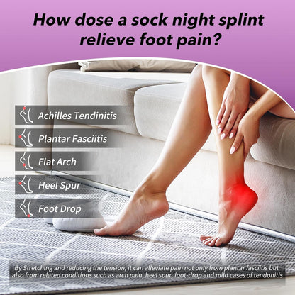 Plantar Fasciitis Night Splint Sock with Massage Ball for Tension Relief, Alleviate Pain from Plantar Fasciitis, Arch Pain, Heel Spur, Foot-drop and Achilles Tendonitis, Soft and Comfortable Foot Brace for Men and Women, Large-Black