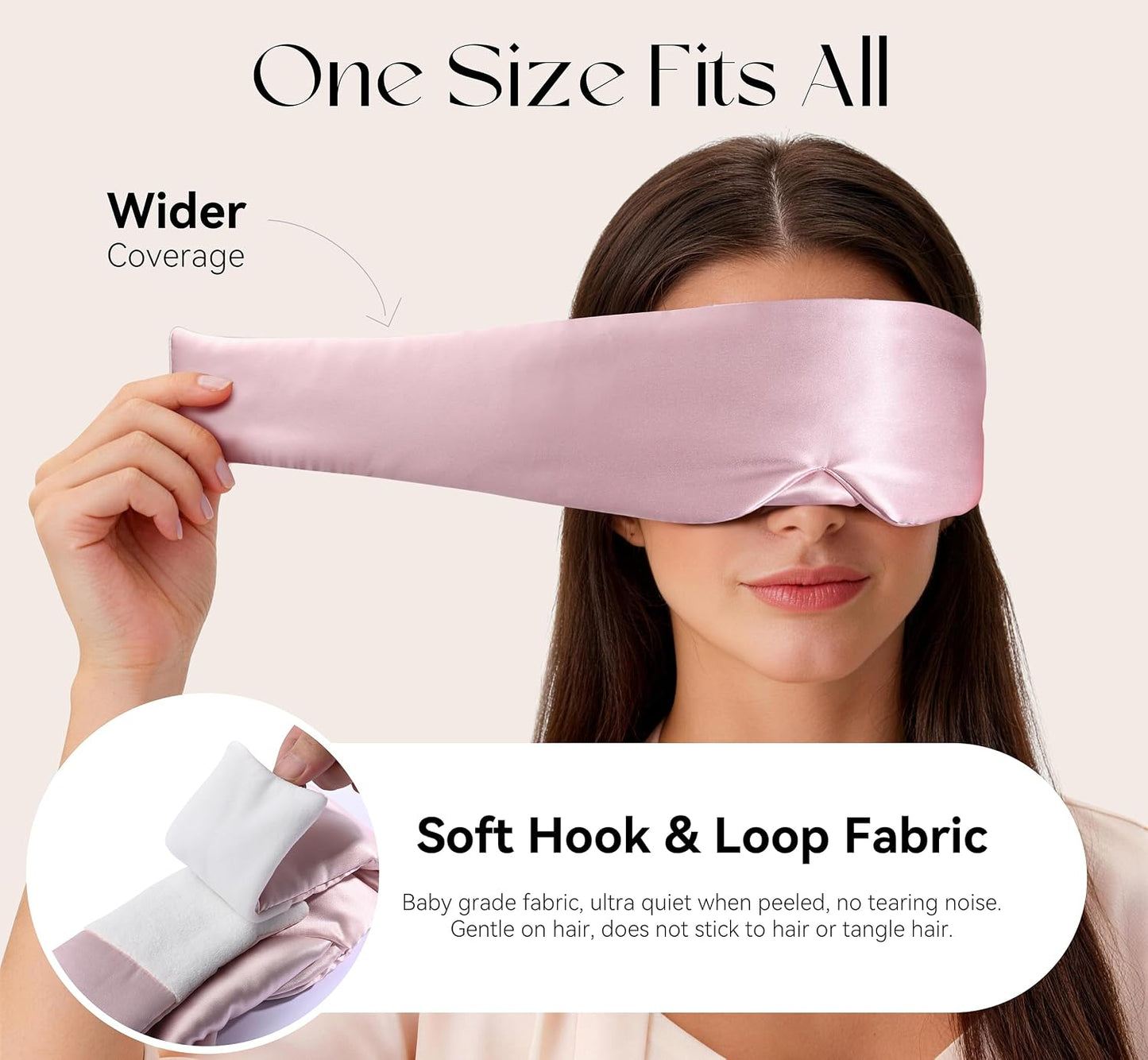 Silk Sleep Mask 22 Momme 100% Mulberry Silk & 3.5cm Silk Hairband Set for Side Sleeper Women Men,Light Blocking Nose Pad, Adjustable Silent Strap,Eye Mask fo Home & Travel Use (Pink)