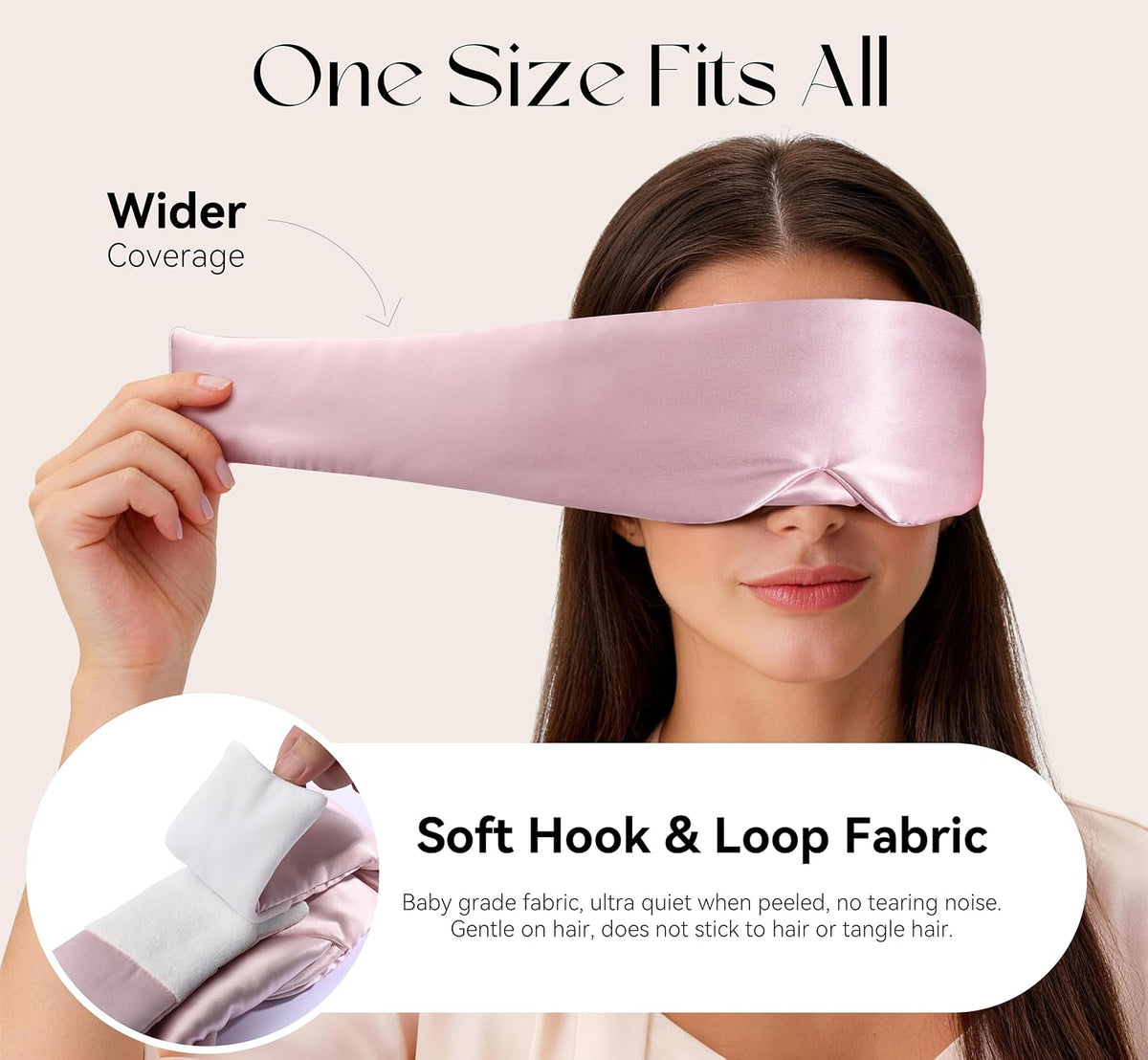 Silk Sleep Eye Mask & Hairband Set for Side Sleeper Women Men (Pink)
