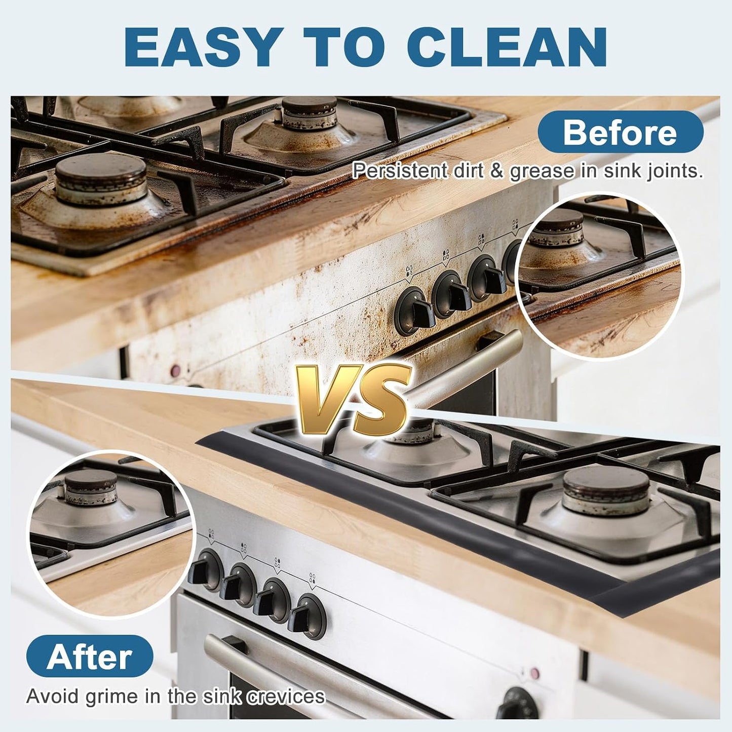 PATIKIL 25 Inch Silicone Stove Gap Covers, 3 Pcs Heat Resistant Kitchen Stove Gap Fillers for Ovens Stovetop Counter Washer Dryer, Gray