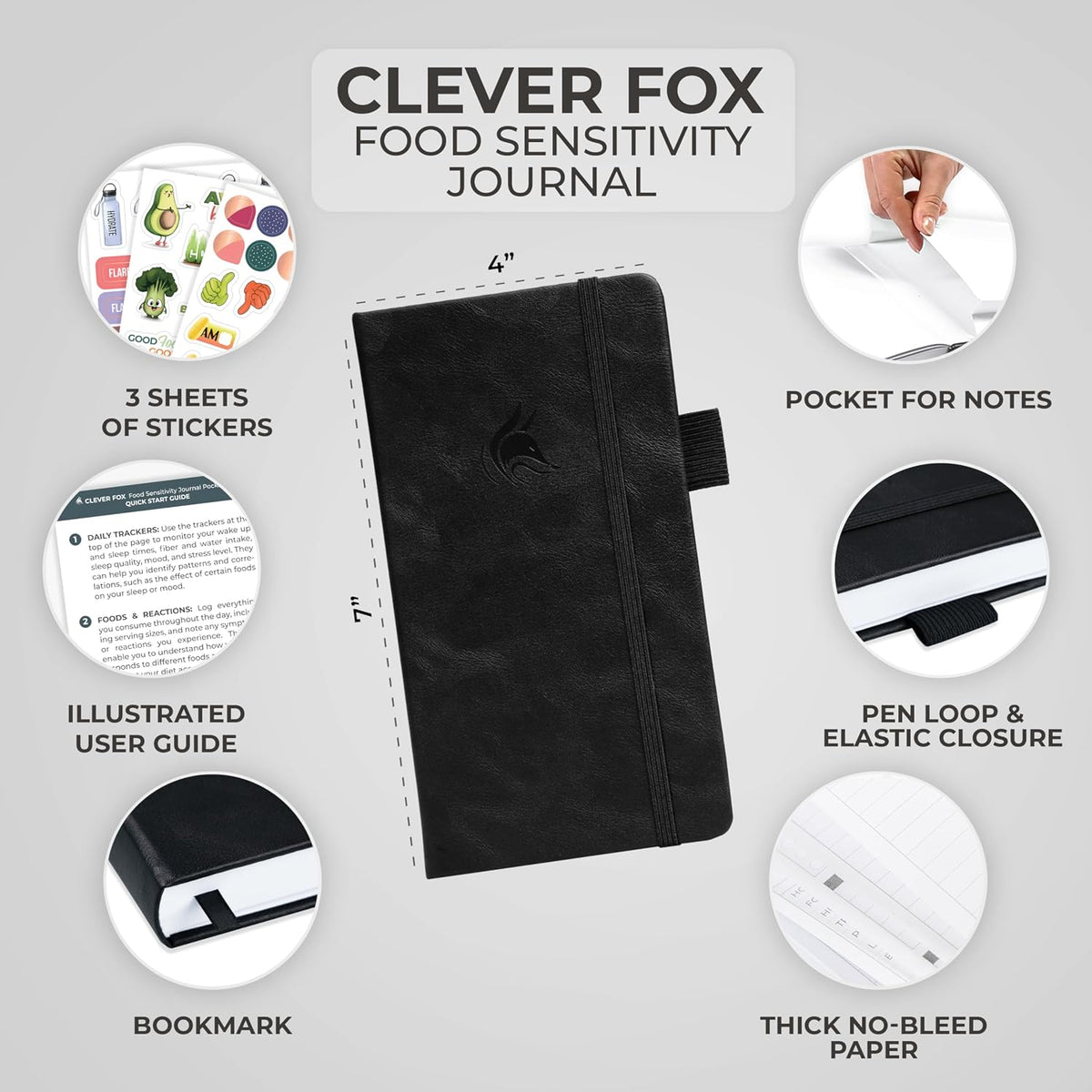 Clever Fox Food Sensitivity Journal & Symptom Diary, 8.5x11 Purple