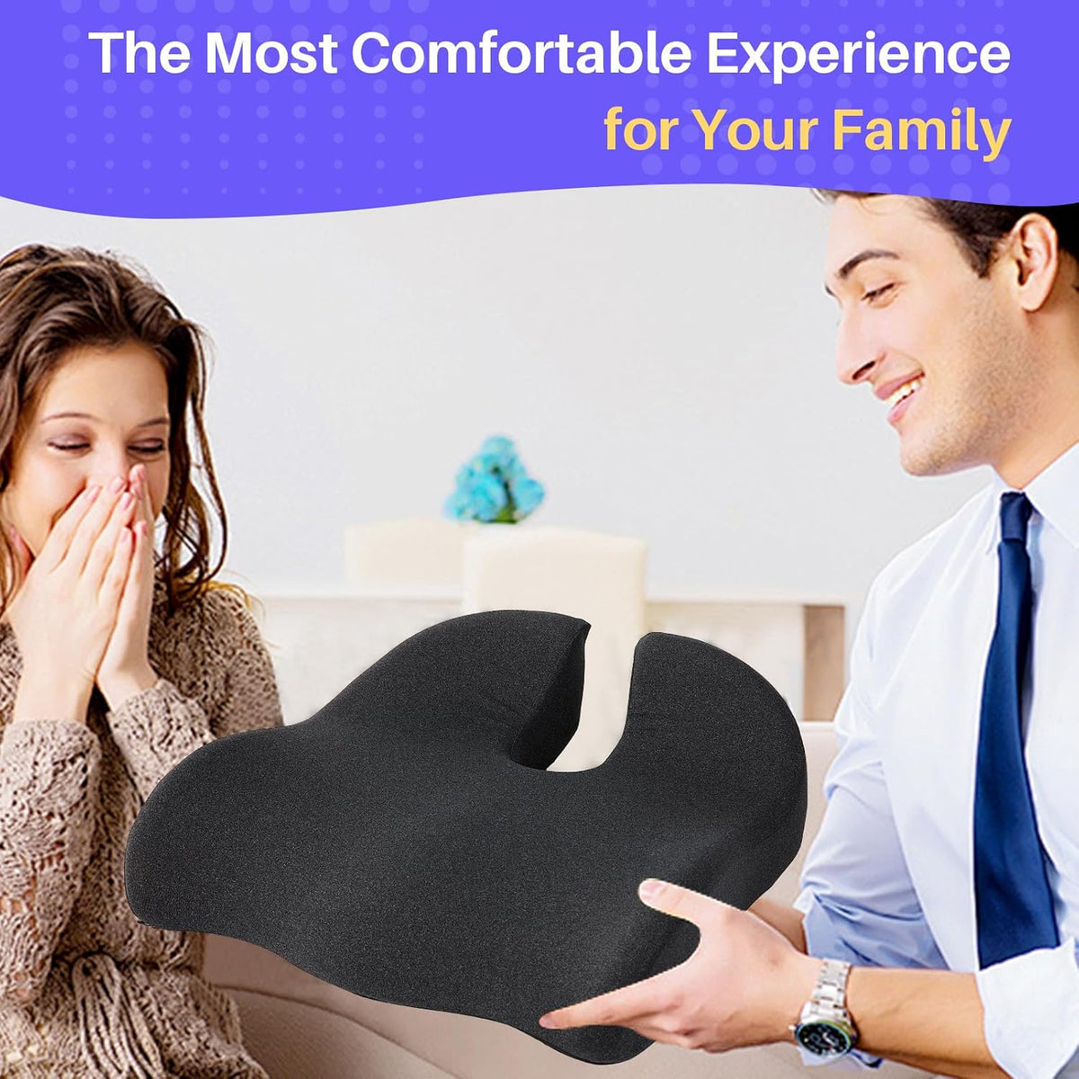 Ergonomic Seat Cushion, Office Chair Cushion for Sciatica Support, Pink