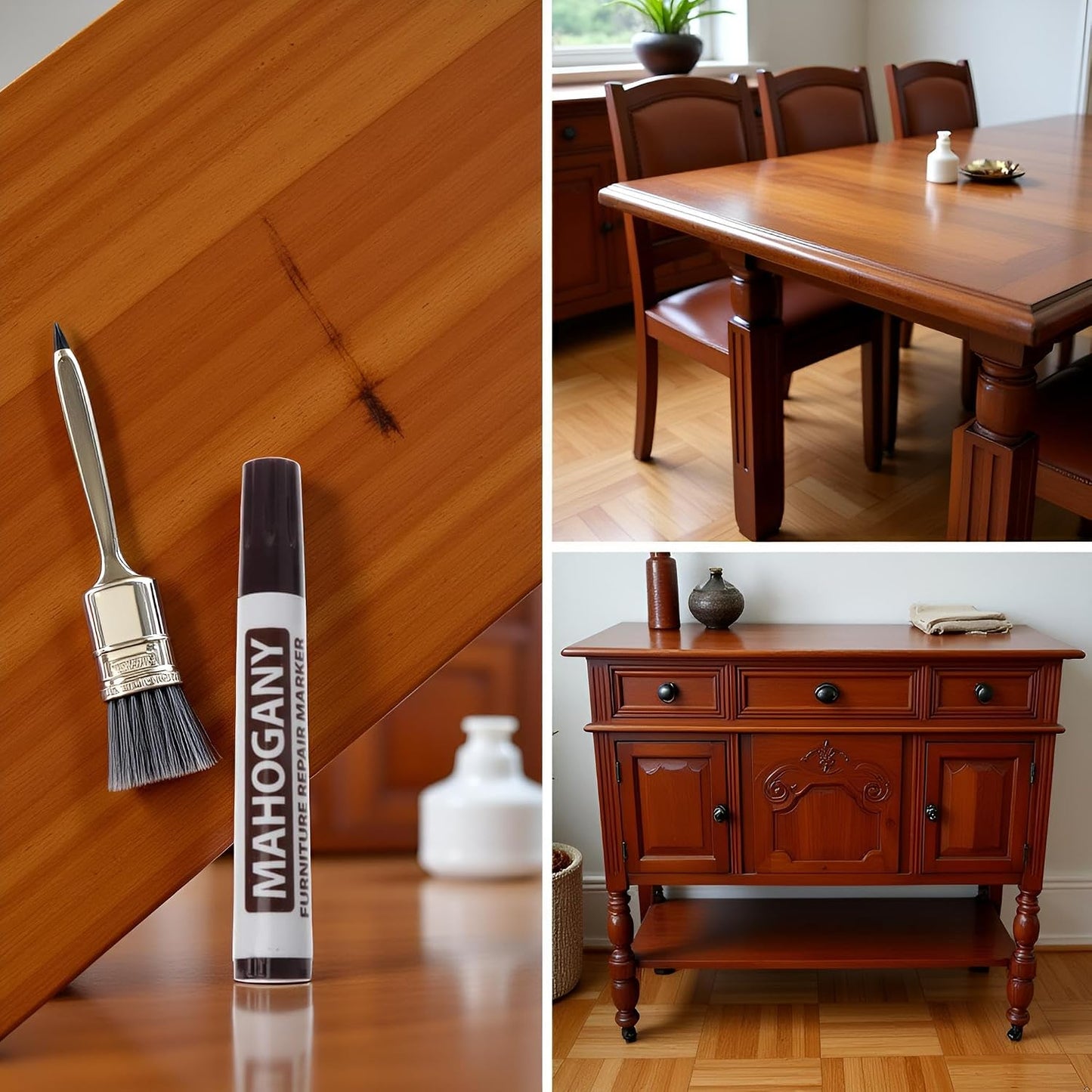 Brown Furniture Repair Wood Cabinet Floor Touch Up Markers Scratch Filler Remover - Mahogany,Wood Polish Care Scratch Covers and Removers