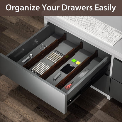 4 PCS Drawer Divider, 17"-22" Adjustable Bamboo Drawer Dividers Organizers, Expandable Separators for Kitchen, Clothes, Dressers, Home, Office