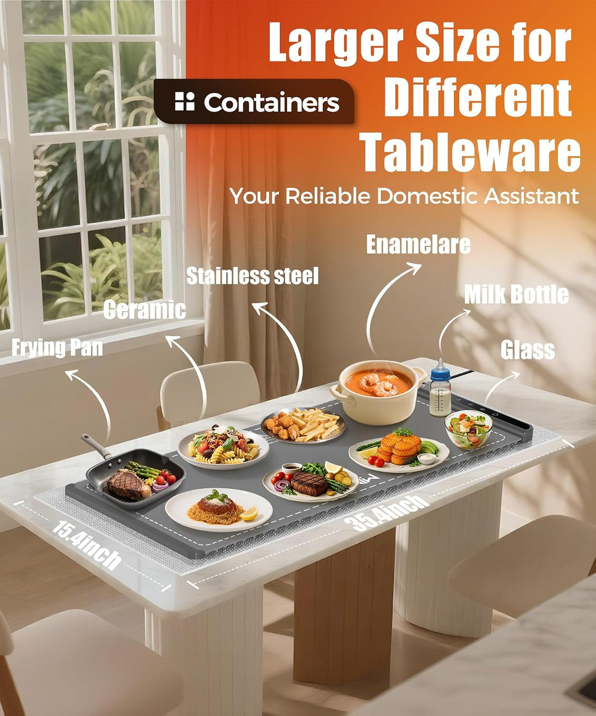 Warming Mat for Food, 26x15 Inch, Off White, Fast Heat, Child Lock