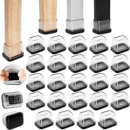 Ezprotekt Chair Leg Sliders for Carpet, 24 Pcs Square Chair Glides for Carpet, Carpet Furniture Pads Stool Leg Protectors Caps, Carpet Furniture Glides Quickly and Easily (L Fit:1" - 1.4")
