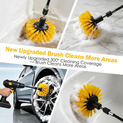 18PCS Drill Brush Attachments Set, Power Cleaning Scrub Brushes | Cleaning Brush Supplies with Scrub Pads, Sponge, Extend Long Attachment for Bathroom Bathtub, Grout, Tile, Sinks, Corners