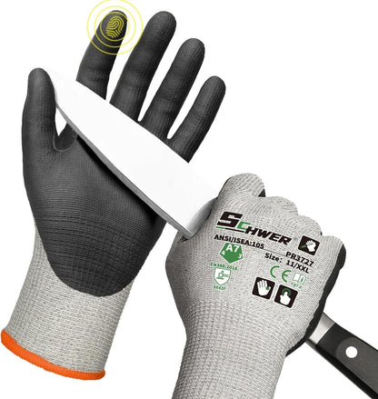 Schwer ProGuard A7 Cut Resistant Work Gloves for High Risk Work, PR3727, L | Reinforced Thumb, Non PFAS, Touch-screen, for WoodWorking, Precision Tasks, Electronic Maintenance, Machining, Fishing