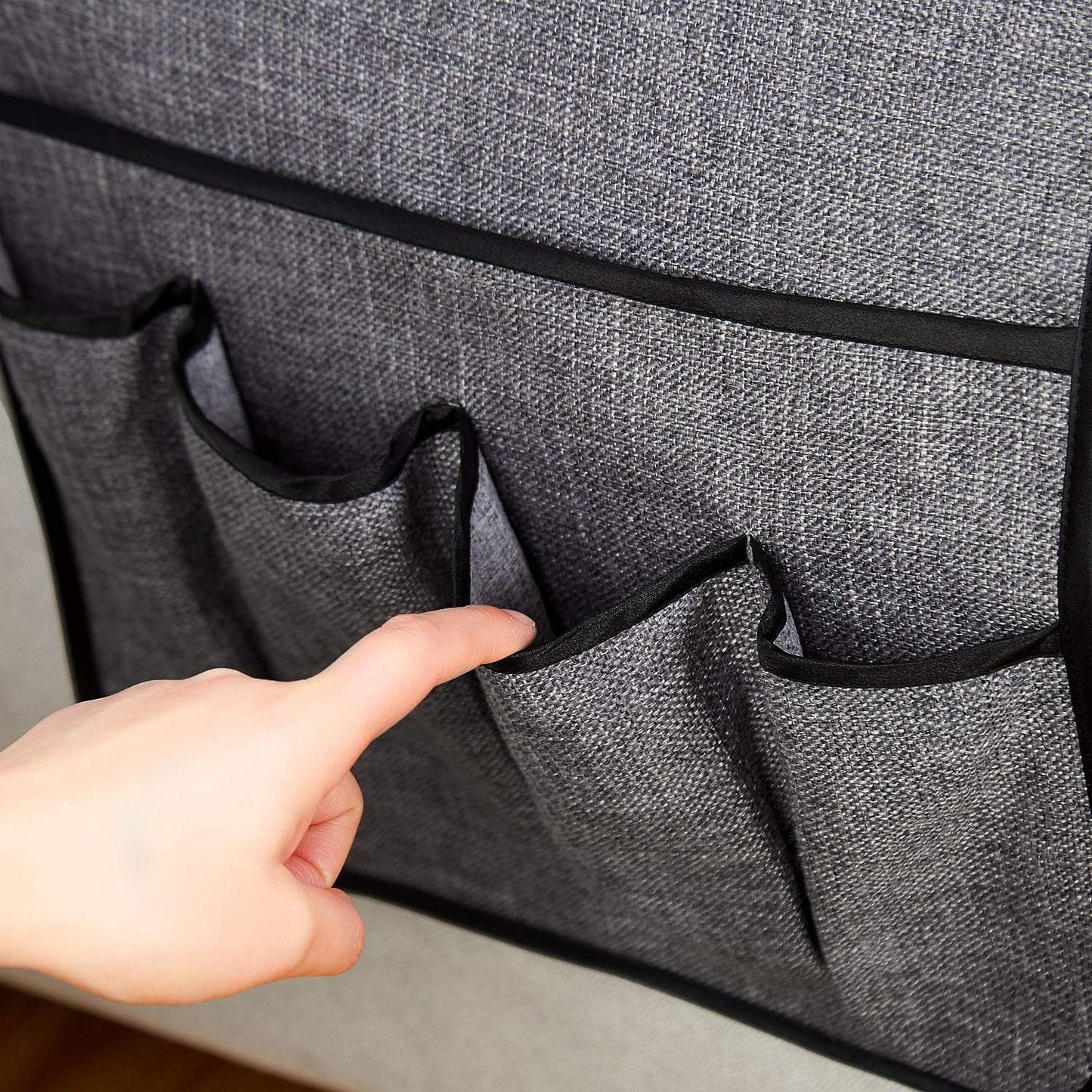 Sofa Armrest Organizer Non-Slip Arm Chair Hanging Caddy Remote Control Holder for Magazine, Phone, Books, Glasses(Black,13in)
