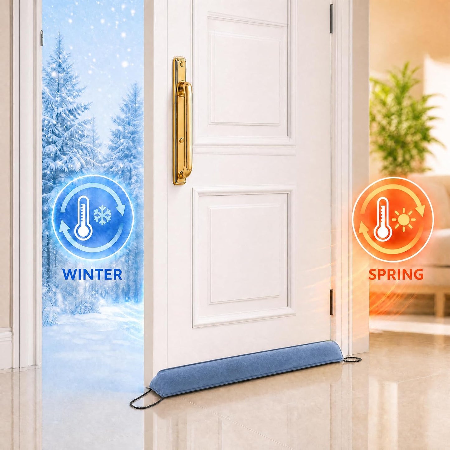 Door Draft Stopper, Removable Washable Cover, 38", Gray | Weighted Gap Filler, Blocks Hot and Cold Air, All-Season Seal, Easy Install, Noise & Wind Blocker, Home Essentials