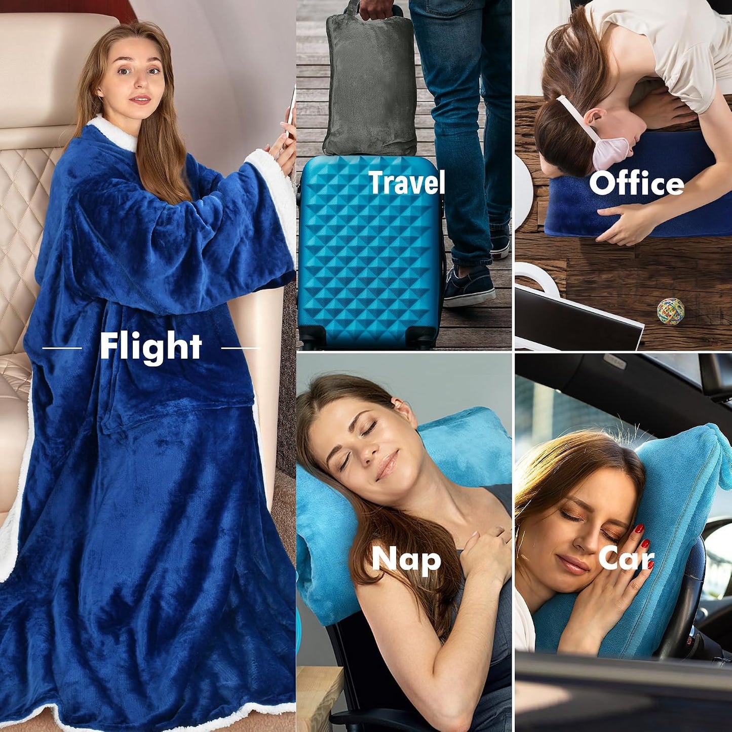 Catalonia Sherpa Wearable Blanket with Sleeves Arms