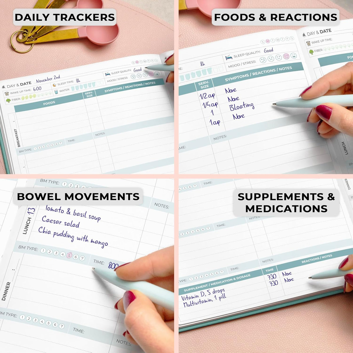 Clever Fox Food Sensitivity Journal & Symptom Diary, 8.5x11 Purple