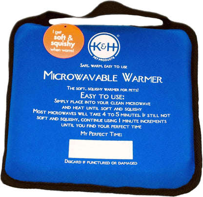 K&H Pet Bed Warmer, Microwavable Pet Heating Pad, 9x9in Blue